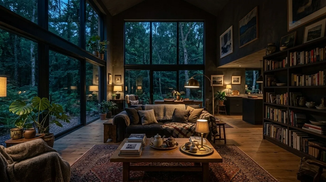 Living room of Villa Kalda, drawn by AI